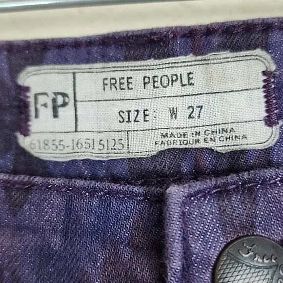 Free People Boho Printed Size 27 Purple Skinny Jeans - Picture 4 of 6